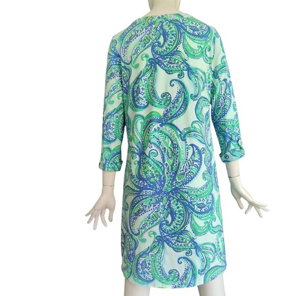 LILLY PULITZER Rossmore Keep It Current Poolside Blu Cotton Tunic TShirt Dress M - Picture 2 of 14